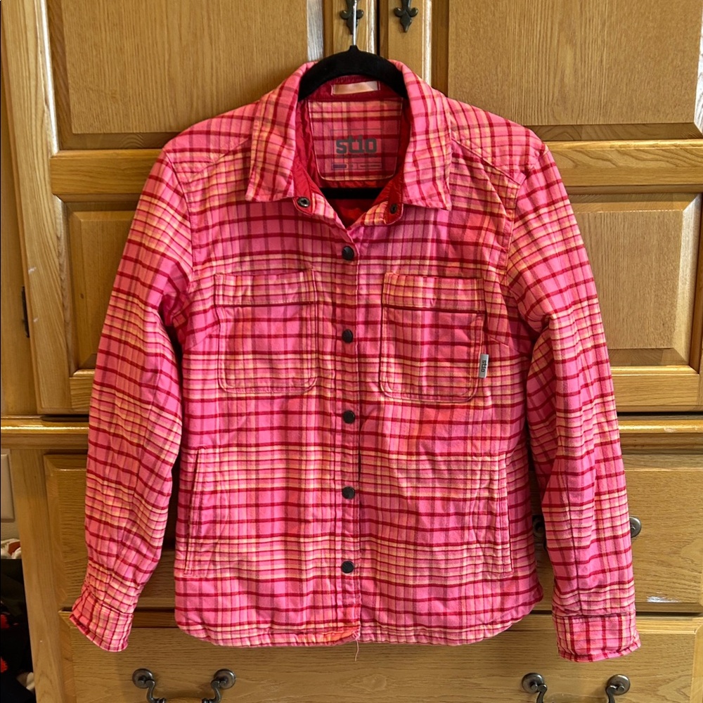 Stio Pink Plaid Quilted Jacket